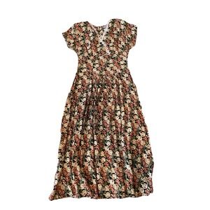 Vintage Joni Blair Floral Button Back Cap Sleeve Lace Trim Dress - Size‎ 3